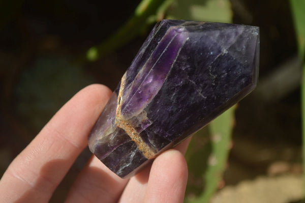 Polished Chevron Amethyst Points x 6 From Zambia