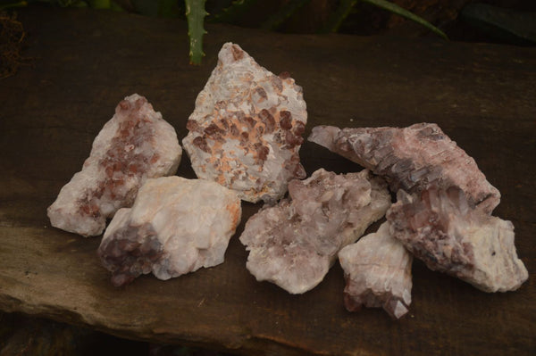 Natural Red Hematoid Phantom Quartz Clusters x 6 From Zambia