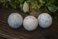 Polished Blue Spotted Spinel Quartz Spheres x 3 From Madagascar