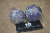 Polished Purple Lepidolite With Rubellite Spheres  x 6 From Madagascar - Toprock Gemstones and Minerals 