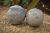 Polished Blue Spotted Spinel Quartz Spheres x 5 From Madagascar