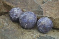 Polished Purple Lepidolite With Rubellite Spheres  x 6 From Madagascar - Toprock Gemstones and Minerals 