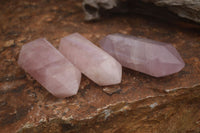 Polished Double Terminated Pink Rose Quartz Points  x 4 From Ambatondrazaka, Madagascar - TopRock