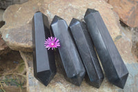 Polished Double Terminated Black Basalt Points  x 4 From Madagascar - Toprock Gemstones and Minerals 