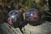 Polished Rhodonite Spheres x 4 From Madagascar