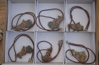 Polished  Copper Wire Wrapped Leopard Stone Eagle Pendants  x 6 From Zimbabwe