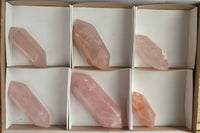 Polished Double Terminated Gemmy Pink Rose Quartz Points x 6 From Madagascar - TopRock