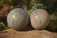 Polished Blue Spotted Spinel Quartz Spheres x 5 From Madagascar