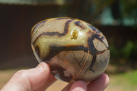 Polished Septaria Dragon's Eggs (Calcite & Aragonite) x 3 From Mahajanga, Madagascar - TopRock