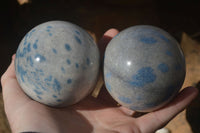 Polished Blue Spotted Spinel Quartz Spheres x 3 From Madagascar