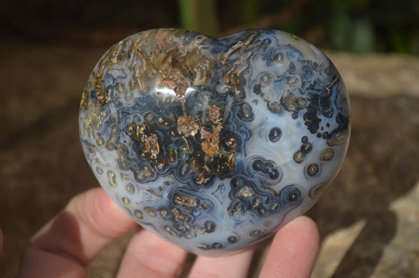 Polished Agate Gemstone Hearts  x 4 From Madagascar