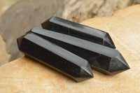 Polished Double Terminated Black Basalt Points  x 3 From Madagascar - TopRock