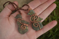 Polished  Copper Wire Wrapped Leopard Stone Eagle Pendants  x 6 From Zimbabwe