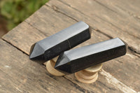 Polished Double Terminated Black Basalt Points  x 3 From Madagascar - TopRock