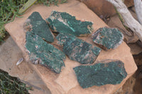 Natural Crystalline Malachite Specimens  x 6 From Congo