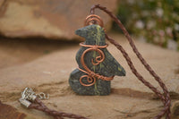 Polished  Copper Wire Wrapped Leopard Stone Eagle Pendants  x 6 From Zimbabwe