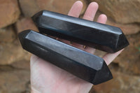 Polished Double Terminated Black Basalt Points  x 4 From Madagascar - Toprock Gemstones and Minerals 