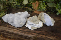 Natural Blue Lace Agate Geode Specimens  x 3 From Nsanje, Malawi