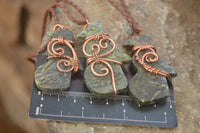 Polished  Copper Wire Wrapped Leopard Stone Eagle Pendants  x 6 From Zimbabwe