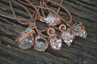 Polished  Copper Wire Wrapped Clear Quartz Pendants  x 6 From Southern Africa