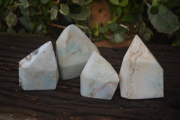 Polished Blue Smithsonite Aragonite Points x 4 From Congo