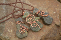 Polished  Copper Wire Wrapped Leopard Stone Eagle Pendants  x 6 From Zimbabwe