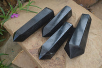 Polished Double Terminated Black Basalt Points  x 4 From Madagascar - Toprock Gemstones and Minerals 