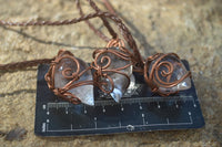 Polished  Copper Wire Wrapped Clear Quartz Pendants  x 6 From Southern Africa