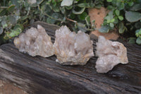 Natural Cascading Smokey Quartz Clusters x 3 From Luena, Congo