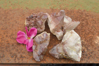 Natural Red Hematite Quartz Clusters  x 4 From Karoi, Zimbabwe - TopRock