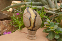 Polished Septaria Dragon's Eggs (Calcite & Aragonite) x 3 From Mahajanga, Madagascar - TopRock