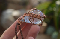 Polished  Copper Wire Wrapped Clear Quartz Pendants  x 6 From Southern Africa