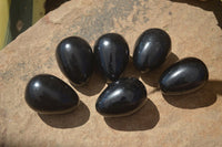 Polished Schorl Black Tourmaline Eggs  x 6 From Madagascar - Toprock Gemstones and Minerals 