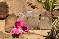 Polished Clear & Smokey Window Quartz Crystals  x 3 From Madagascar - TopRock