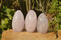 Polished Rare Blue Rose Quartz Standing Free Forms x 3 From Ambatondrazaka, Madagascar - TopRock