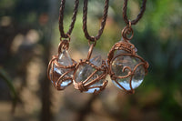 Polished  Copper Wire Wrapped Clear Quartz Pendants  x 6 From Southern Africa