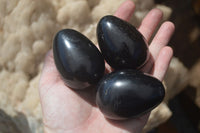 Polished Schorl Black Tourmaline Eggs  x 6 From Madagascar - Toprock Gemstones and Minerals 