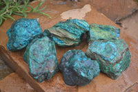 Natural Rough Shattuckite With Malachite & Cuprite Specimens  x 6 From Kaokoveld, Namibia - Toprock Gemstones and Minerals 