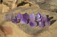 Polished Small Window Amethyst Points x 12 From Ankazobe, Madagascar