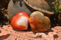 Natural Beautiful Selection Of Large Carnelian Agate Hearts  x 6 From Madagascar - TopRock