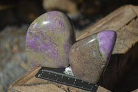 Polished Stichtite & Serpentine Standing Free Forms With Silky Purple Threads  x 4 From Barberton, South Africa - Toprock Gemstones and Minerals 