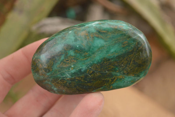 Polished Green Verdite Galet / Palm Stones x 6 From Zimbabwe