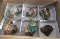 Natural Rare Ball Malachite On Drusy Quartz & Dolomite Specimens x 6 From Kambove, Congo