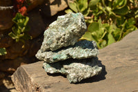 Natural Green Emeralds In Mica Schist Matrix Free Forms  x 3 From Sandawana, Zimbabwe - TopRock