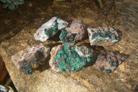 Natural Rare Ball Malachite On Drusy Quartz & Dolomite Specimens x 6 From Kambove, Congo