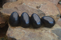 Polished Schorl Black Tourmaline Eggs  x 6 From Madagascar - Toprock Gemstones and Minerals 