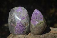 Polished Stichtite & Serpentine Standing Free Forms With Silky Purple Threads  x 4 From Barberton, South Africa - Toprock Gemstones and Minerals 