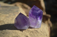 Polished Small Window Amethyst Points x 12 From Ankazobe, Madagascar