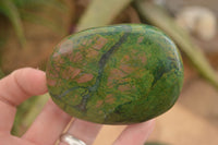 Polished Green Verdite Galet / Palm Stones x 6 From Zimbabwe