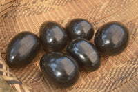 Polished  Black Basalt Gemstone Eggs x 6 From Antsirabe, Madagascar